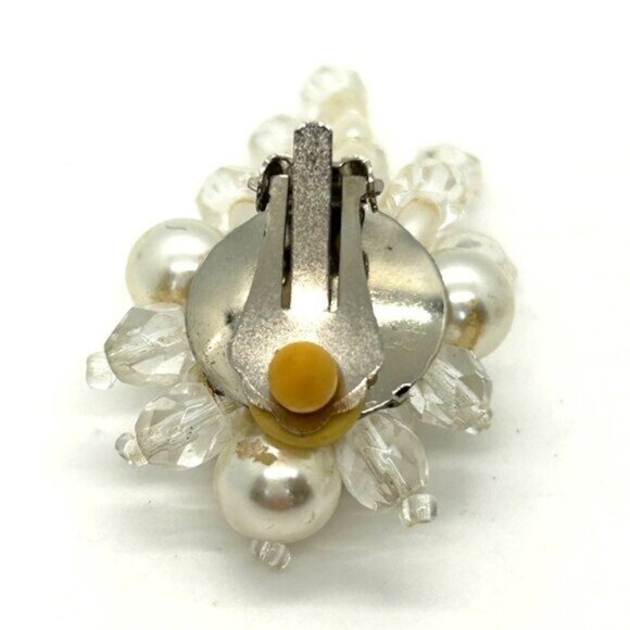 Vintage Clip-On Earrings Faux Pearls & Beaded Bridal Prom Formal Jewelry - Picture 9 of 16